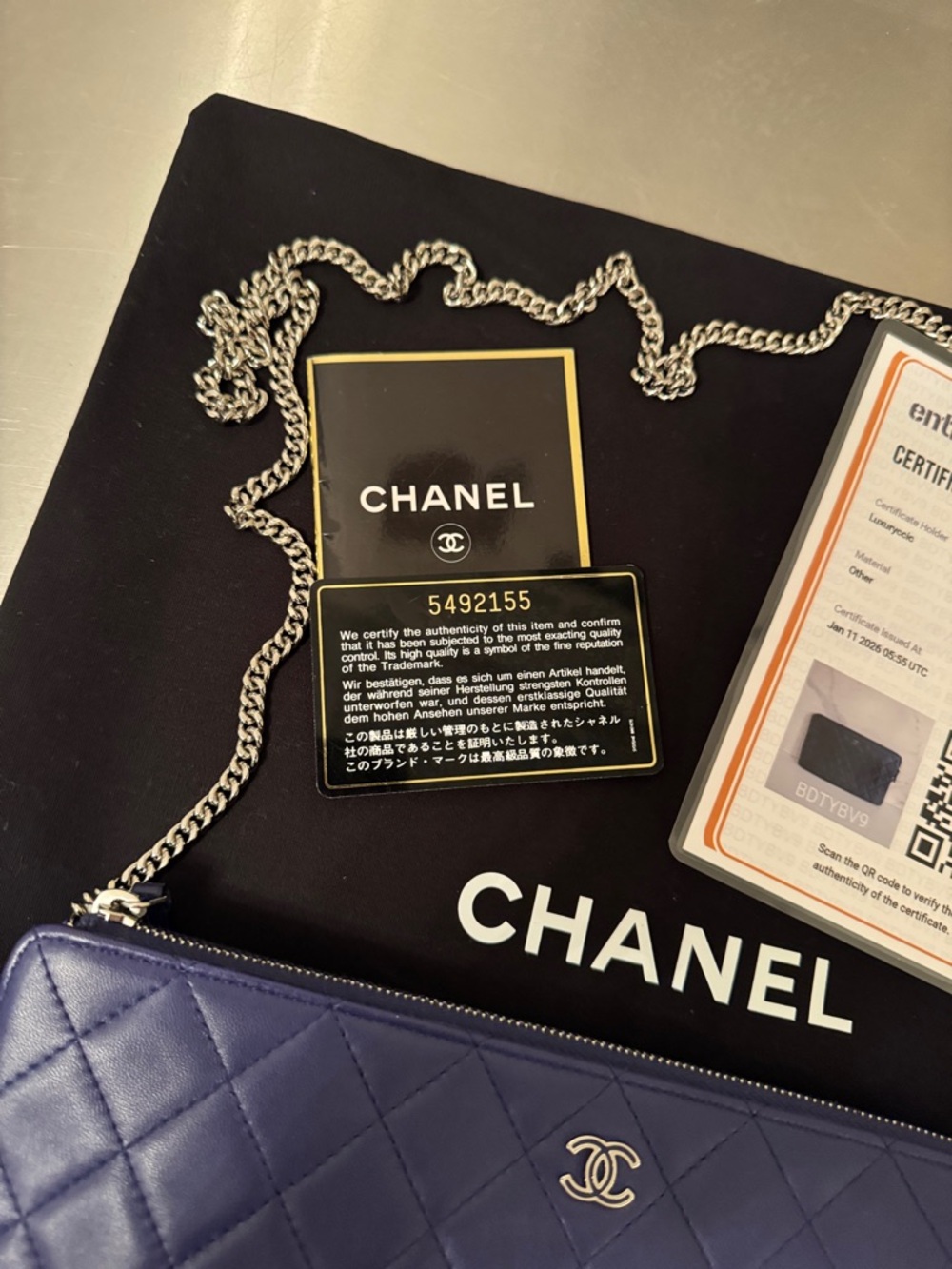 CHANEL Quilted Lambskin Clutch with Chain Pouch - Deep Blue - Picture 2 of 14